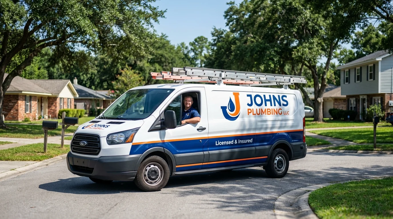 Johns Plumbing LLC service van in Minneapolis, KS