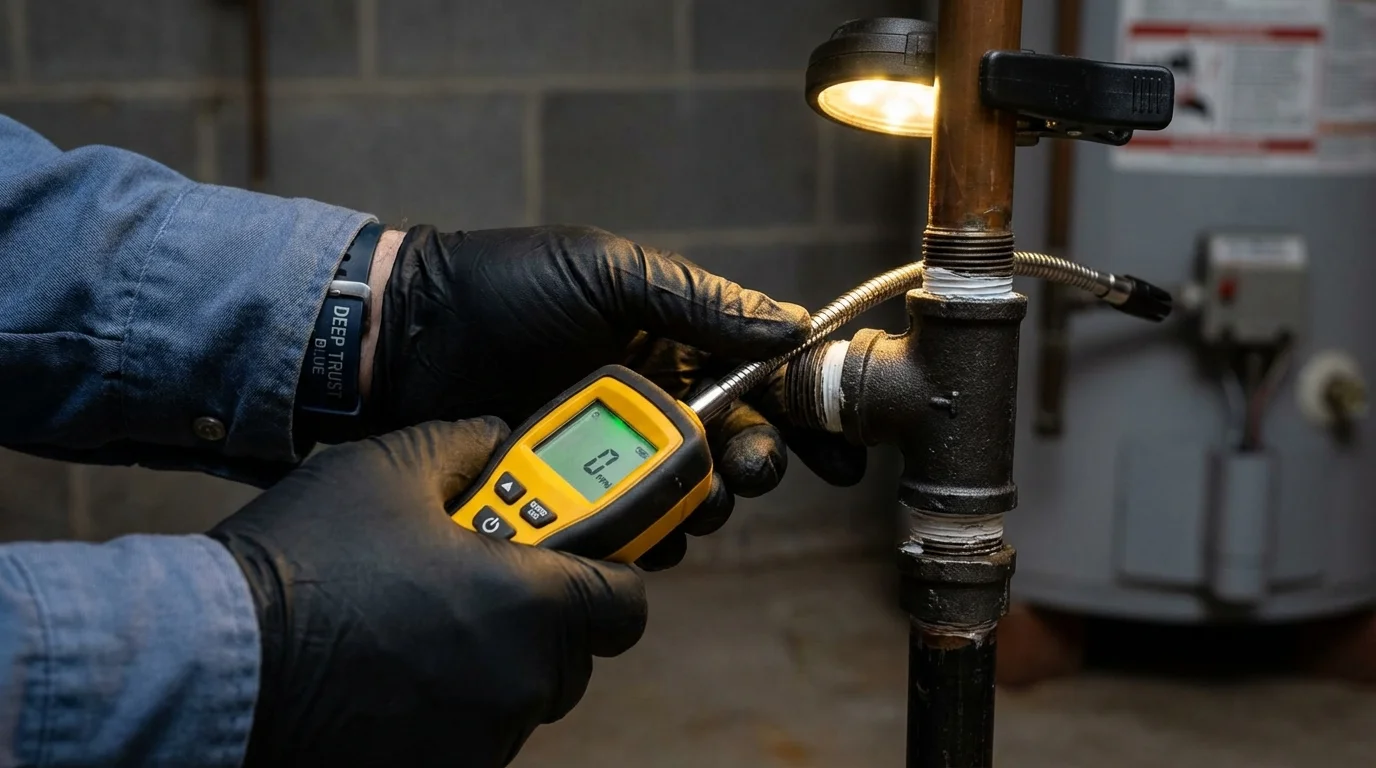 Gas leak detection with electronic sniffer by Johns Plumbing LLC in Minneapolis